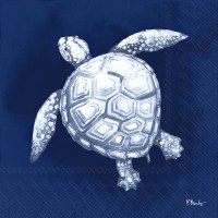 6.5" Square White Sea Turtle on Dark Blue Lunch Napkins