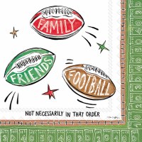 5" Square "Family, Friends, and Football" Beverage Napkins
