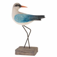 7" Blue and White Shore Bird With It's Head Back