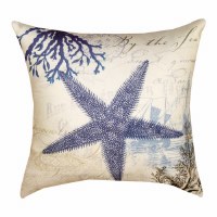 18" Sq Blue Starfish Decorative Pillow