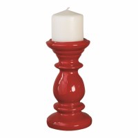 8" Red Ceramic Pillar Candleholder