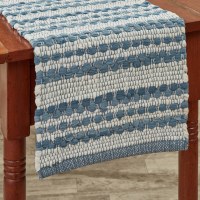 13" x 54" Blue and White French Farmhouse Chindi Table Runner