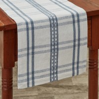 13" x 54" Blue and White French Farmhouse Plaid Table Runner
