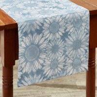 13" x 54" Blue Flower Garden Table Runner