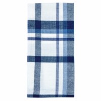 18" Sq Dark Blue and White Plaid Cloth Napkin