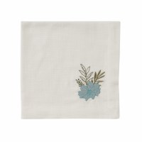 18" Sq Blue Hollis Flower Embroidered Cloth Napkin