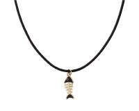 16" Black and Gold Toned Bonefish Necklace