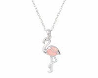 18" Silver Toned and Pink Flamingo Necklace