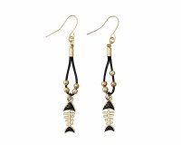 Gold Toned and Black Bonefish Earrings