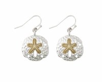 Silver and Gold Toned Sand Dollar Earrings