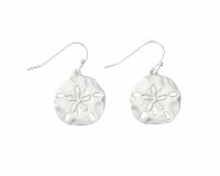 Matte Silver Toned Sand Dollar Earrings