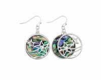 Silver Toned Abalone Starfish Disk Earrings