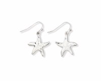 Silver Toned Hammered Starfish Earrings