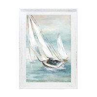 43" x 31" White Sailboats 2 Gel Print in a Whitewash Frame