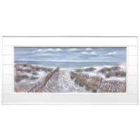 28" x 56" 3D Beach Vista in a Whitewash Slat Framed Canvas