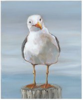 14" x 12" Seagull on a Piling 1 Framed Canvas