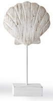 14" Distressed White Scallop Shell on a Stand Statue