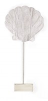 16" Distressed White Scallop Shell on a Stand Statue