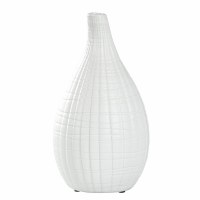 12" White Grid Ceramic Vase