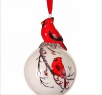 5" Cardinal on Top of a Cardinal Ball Ornament
