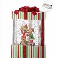 9" LED Elf in a Glitter Box Lantern