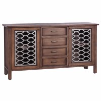 60" Brown Two Scale Doors and Four Drawers Credenza