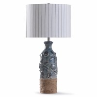 32" Blue Shell and Rope Table Lamp