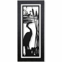 46" x 22" Black and White Heron 1 Framed Print