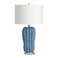 28" Blue Flange Ceramic Table Lamp
