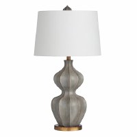 31" Gray and Gold Gourd Table Lamp