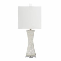 29" White Capiz Column Table Lamp
