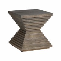 22" Sq Gray Stairs Wood End Table