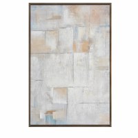 49" x 39" White and Terracotta Rectangle Abstract Framed Canvas