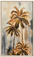 39" x 24" Three Brown Palm Trees Framed Canvas