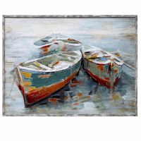 36" x 48" Three Multicolor Dinghies Gel Print Framed