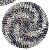 8" Round Blue, Natural, and White Woven Disk