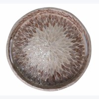 12" Round Brown and White Capiz Mosaic Tray