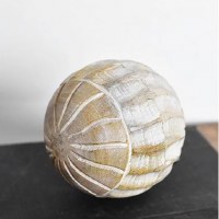 4" White Wash Thick and Thin Stripes Wood Orb