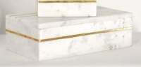 6" x 12" White Marble and Brass Box
