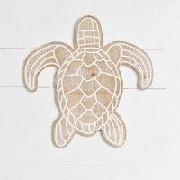 18" White Wash Wood Turtle Wall Plaque