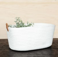 8" x 12" Ivory Fabric Basket With handles