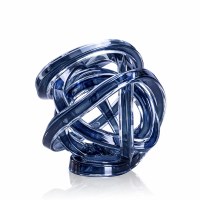 5" Dark Blue and Clear Knot Glass Orb