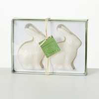 Set of Two 5" White Bunny Shaped Candles