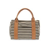 5" x 8" Mini Black and White Stripe Canvas Tote Bag