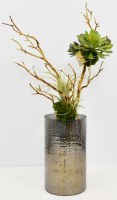 26" Faux Succulents and Branches in a Glass Vase