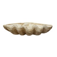 16" Distressed White Metal Clam Bowl