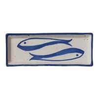 4" x 12" Blue Ceramic Fish Dish