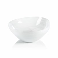 10" Round White Alabaster Glass Bowl