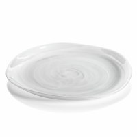 12" Round White Alabaster Glass Platter