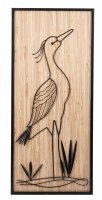 31" x 14" Black and Natural Head Up Heron Coastal Metal Wall Art Plaque